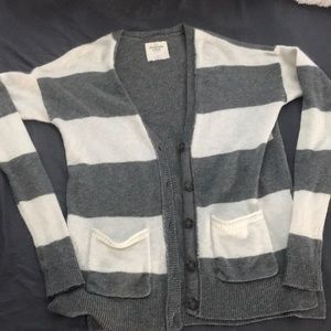 Gray and white striped sweater
